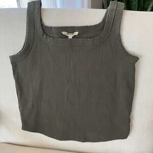 Madewell Olive Ribbed Square Neck Tank Top